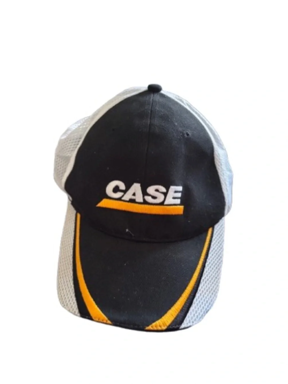 CASE Logo Black Mesh Baseball Cap with Yellow Accent